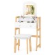 Vanity desk set featuring a sleek white finish and a 3-color LED mirror, perfect for creating a stylish makeup station.