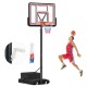 Portable adjustable basketball hoop with 44" backboard, 18" rim, and tool-free height adjustment for indoor or outdoor.