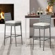 Set of 2 patio wicker barstools with soft seat cushions and cozy footrests, ideal for backyard or poolside use.