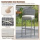 Patio wicker barstool with soft seat cushion, cozy footrest, and fixing ties, ideal for backyard or poolside use.