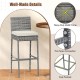 Patio wicker barstool with soft seat cushion, cozy footrest, and reinforced metal frame for outdoor use.