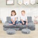 Modular kids play couch set in gray with glow-in-the-dark stars, ideal for lounging and imaginative play.