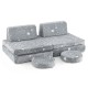 Modular kids play couch set in gray with glow-in-the-dark stars, convertible for lounging, climbing, and play.