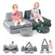 Modular kids play couch set in gray with glow-in-the-dark stars, perfect for lounging and imaginative play.