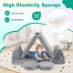 Modular kids play couch set in gray, featuring soft flannel fabric and high elasticity sponge for comfort and safety.