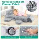 Modular kids play couch set in gray with glow-in-the-dark stars, featuring soft flannel fabric for comfort and safety.