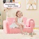 Pink 2-in-1 folding kids couch with blanket, designed for comfort and safety, perfect for reading or playing.