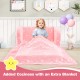 Cozy pink 2-in-1 folding kids couch with blanket, featuring soft flannel and glow-in-the-dark design for added comfort.