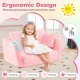 Cozy pink 2-in-1 folding kids couch with blanket, ergonomic design for good posture, perfect for reading and relaxing.