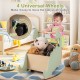 Wooden baby push walker in green with pine wood handle and 4 universal wheels, ideal for toddlers' walking and storage.
