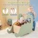 Dinosaur-shaped 2-in-1 wooden baby push walker in green with pine wood handle for toddlers, promotes proper walking.