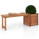 Teak oil finish raised garden bed wood planter box with bench, featuring a spacious slatted seat for comfortable.