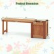 Teak oil finish raised garden bed wood planter box with bench, featuring dimensions for easy placement in gardens or.