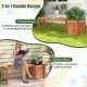 Teak oil finish raised garden bed with bench, ideal for outdoor seating and planting in gardens or balconies.