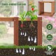 Teak oil finish raised garden bed with open-ended bottom for proper drainage, ideal for gardens and balconies.