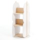 360° rotating kid's bookshelf organizer in white with 5 shelves, perfect for tidy storage in children's rooms.