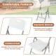 Folding stackable chair with ergonomic backrest and contoured seat, ideal for outdoor use and easy storage.