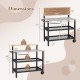 Rolling bar cart with adjustable flip-up table, galvanized metal frame, and 3-tier storage for kitchen and patio use.