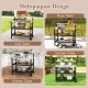 Rolling bar cart with flip-up table, Zn-Fe alloy top, and 3-tier storage for versatile use in kitchen or garden.