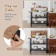 Rolling bar cart with flip-up table, Zn-Fe alloy top, and hooks for versatile kitchen and patio use.