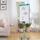 Height-adjustable mobile whiteboard with round stand, featuring a large dry erase surface for versatile use in various.
