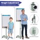 Height-adjustable mobile whiteboard in green, 40x26 inches, ideal for teaching and presentations, with sturdy round.