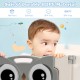 16-panel beige baby activity center play yard with cute owl design, made of safe HDPE material for secure play.