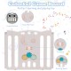 Colorful baby activity center play yard with educational toys, adjustable panels, and non-slip foot mats for safety.