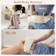 Neck shoulder massager in beige with adjustable straps and heat levels, ideal for pain relief at home or on the go.
