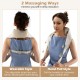 Neck shoulder massager in beige with adjustable straps and pulling handles for customizable comfort and pain relief.