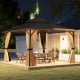 12 x 12 FT hardtop gazebo with waterproof metal roof and mesh sidewalls, perfect for outdoor patio gatherings.