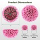 Pink artificial topiary balls with dimensions 11" round, perfect for porch or balcony decoration.