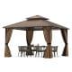 12 x 12 FT hardtop gazebo with waterproof roof and mesh sidewalls, perfect for outdoor patio gatherings and protection.