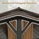 Close-up of the reinforced triangular structure of a 12 x 12 FT hardtop gazebo, showcasing sturdy aluminum frame design.