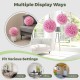 Two pink artificial plant topiary balls displayed in various settings, perfect for home, office, or outdoor decoration.