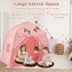 Kids play tent in pink with large interior space, suitable for 3 kids, perfect for reading, playing, or napping.