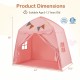 Pink kids play tent with string lights, measuring 62" x 38.5", perfect for playtime and reading nooks.
