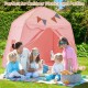 Extra large pink kids play tent with string lights, perfect for outdoor picnics and parties, featuring a boho design.