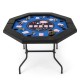 Foldable 48-inch poker table with padded rails, cup holders, and blue felt surface, perfect for 6-8 players.