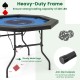 Foldable 48-inch poker table with padded rails, cup holders, and sturdy metal frame for 6-8 players, ideal for game.