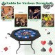 Foldable 48-inch poker table with padded rails and cup holders, perfect for game nights and outdoor parties.