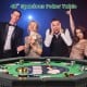 48" foldable poker table with padded rails and cup holders, ideal for 6-8 players, perfect for game rooms and parties.