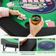 Foldable 48-inch poker table with padded armrests, waterproof PU leather, and cup holders for a comfortable gaming.