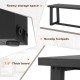 Close-up of the Wood Dining Bench showcasing the 1.5” thick acacia wood top and adjustable footpads for stability.