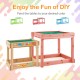 Wooden sand and water tables in natural fir wood, ideal for kids' DIY fun in the backyard or garden.