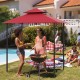 Outdoor double-tiered grill gazebo canopy in red with shelves and hooks, ideal for patio gatherings and BBQs.