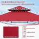 Outdoor double-tiered grill gazebo canopy in red, made of premium polyester, ideal for patios and gardens with storage.