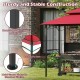 Double-tiered red grill gazebo canopy with heavy-duty metal frame, reinforced bars, and ground stakes for stability.