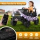 Black 12V kids ride-on truck with parental remote, music player, and LED lights for outdoor fun and safety.