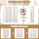 Boho 4-panel room divider privacy screen in carved pattern, made of lightweight paulownia wood, ideal for flexible.